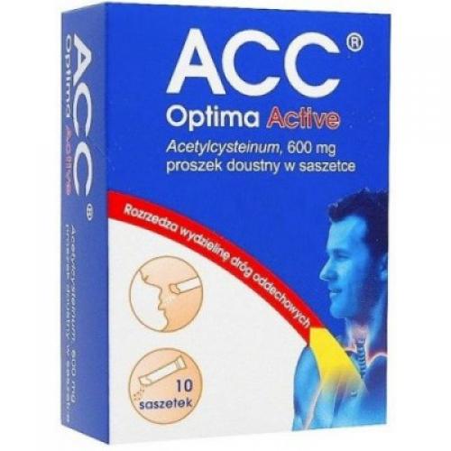Miniaturka artykułu - ACC Optima Active 600mg - 10 saszetek  KRÓTKA DATA 30.09.2025