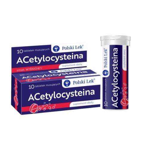 Miniaturka artykułu - ACetylocysteina o smaku wiśniowym, 10 tabletek musujących