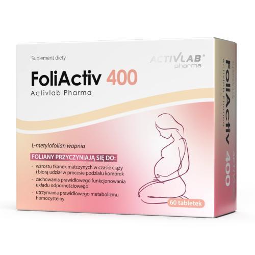 Miniaturka artykułu - Activlab FoliActiv 400 Metylowany kwas foliowy, 60 tabl. KR&Oacute;TKA DATA 19.06.2026