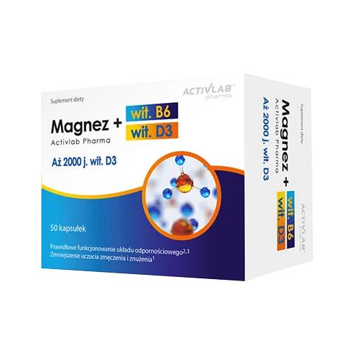 Miniaturka artykułu - ACTIVLAB Magnez B6 + D3, 50 kaps.
