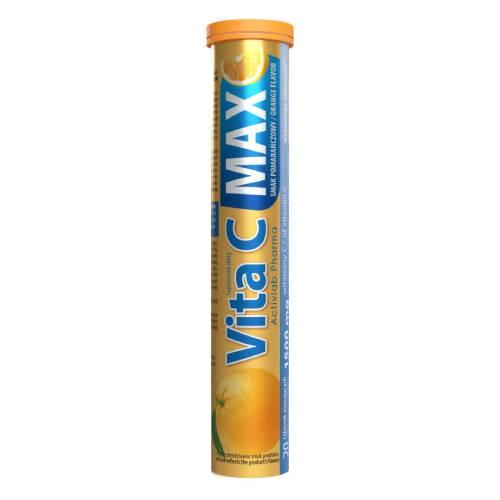 Miniaturka artykułu - ACTIVLAB Pharma Vita C Max 1500 mg smak pomarańczowy, 20 tabl. musujących