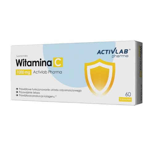 Miniaturka artykułu - ActivLab Pharma Witamina C 1000 mg, 60 kaps. - prawidłowe funkcjonowanie układu odpornościowego