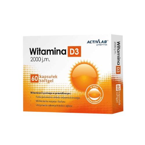 Miniaturka artykułu - ACTIVLAB Witamina D3 2000 j.m., 60kaps.