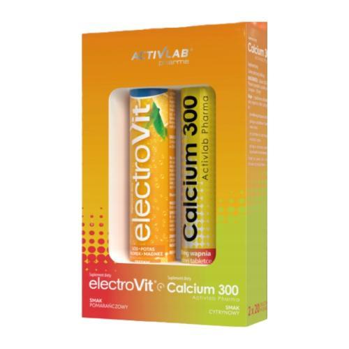Miniaturka artykułu - ACTIVLAB PHARMA Zestaw ElectroVit pomarańczowy, 20tabl. mus. + Calcium 300 cytrynowy, 20tabl. mus. KR&Oacute;TKA DATA 02.08.2026