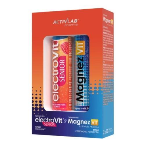 Miniaturka artykułu - ACTIVLAB PHARMA Zestaw ElectroVit Senior malinowy, 20tabl. mus. + MagnezVIT czerwona porzeczka, 20tabl. mus.  KR&Oacute;TKA DATA 02.08.2026