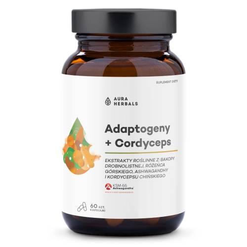Miniaturka artykułu - Aura Herbals Adaptogeny + Cordyceps, 60 kaps.