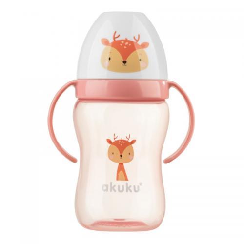 Miniaturka artykułu - AKUKU Bidon niekapek z miękkim ustnikiem JELONEK, 240ml USZKODZONE / BRAK OPAKOWANIA