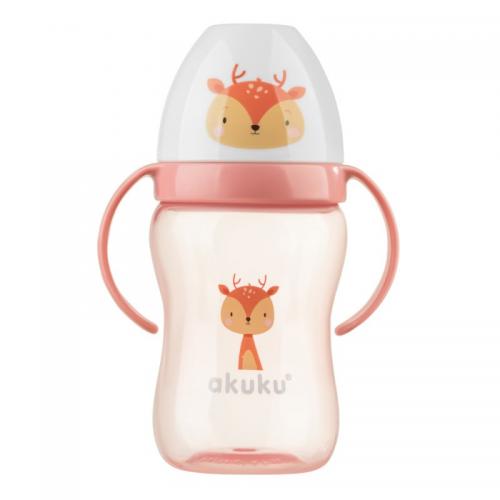 AKUKU Bidon niekapek z miękkim ustnikiem JELONEK, 240ml