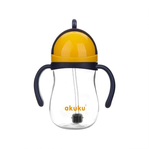 Miniaturka artykułu - AKUKU Bidon ze słomką z odważnikiem blue/yellow A0165, 280ml
