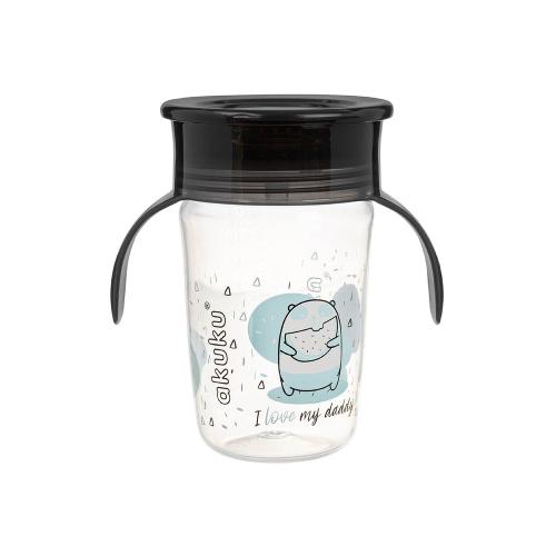 Miniaturka artykułu - AKUKU Kubek-niekapek 360&deg; czarny 9m+, 240ml