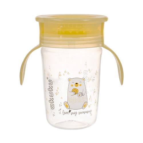 Miniaturka artykułu - AKUKU Kubek-niekapek 360&deg; ż&oacute;łty 9m+, 240ml