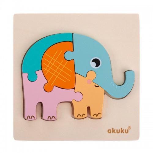 Miniaturka artykułu - AKUKU Puzzle drewniane Słoń A0600