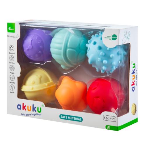 Miniaturka artykułu - AKUKU Zestaw piłeczek sensorycznych soft A0640