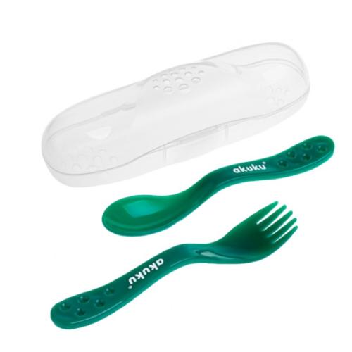 Miniaturka artykułu - AKUKU Zestaw sztućc&oacute;w w etui, zielone A0074