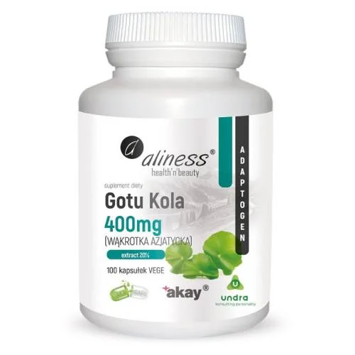Miniaturka artykułu - ALINESS Gotu kola Wąkrota azjatycka 400mg, 100 kapsułek