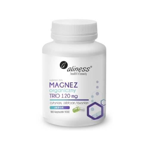Miniaturka artykułu - Aliness Magnez organiczny TRIO 120 mg z B6, 100 kaps.