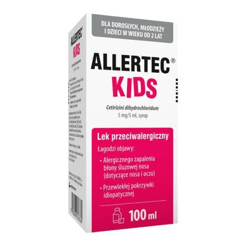Miniaturka artykułu - Allertec Kids syrop 5 mg / 5 ml, 100 ml - lek przeciwalergiczny 