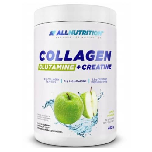 Miniaturka artykułu - Allnutrition Collagen Glutamine + Creatine Jabłko, 480 g