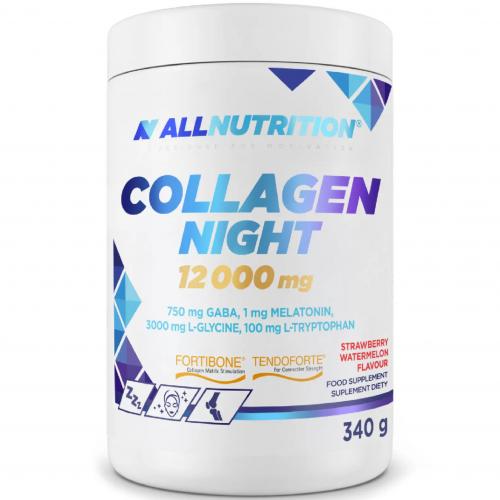 Miniaturka artykułu - Allnutrition Collagen Night 12 000 mg smak truskawka-arbuz, 340 g