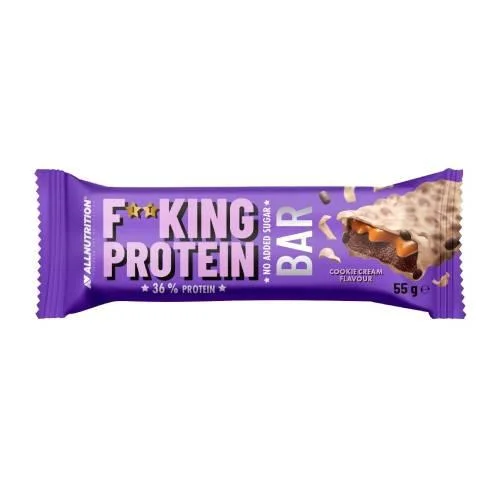 Miniaturka artykułu - Allnutrition Fitking Delicious Protein Bar Baton o smaku ciasteczkowo - śmietankowym, 55 g KR&Oacute;TKA DATA 31.10.2026