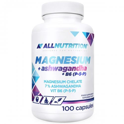 Miniaturka artykułu - Allnutrition Magnesium+ Ashwagandha + B6(P-5-P), 100 kaps.