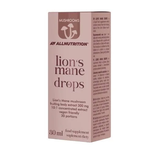 Miniaturka artykułu - Allnutrition Mushrooms Lions Mane Sopl&oacute;wka jeżowata, 30 ml KR&Oacute;TKA DATA 09.12.2026