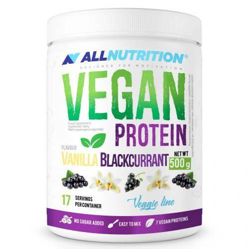 Miniaturka artykułu - Allnutrition Vegan Protein Vanilla Blackcurrant, 500g (17 porcji)