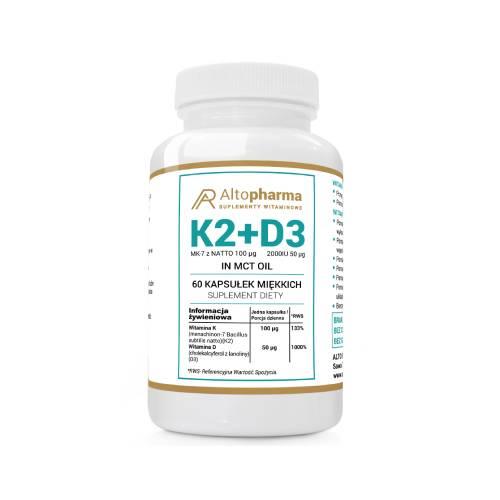 Miniaturka artykułu - ALTOPHARMA K2 + D3, 60 kapsułek
