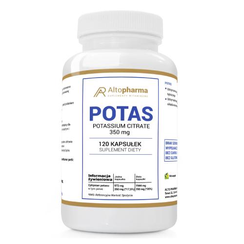 Miniaturka artykułu - ALTOPHARMA Cytrynian potasu 350mg, 120 kaps.