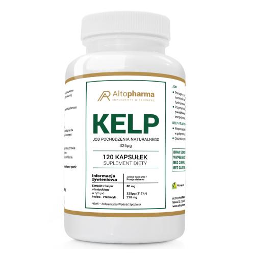 Miniaturka artykułu - ALTOPHARMA Kelp Jod naturalny 325 &micro;g + prebiotyk, 120 kaps.