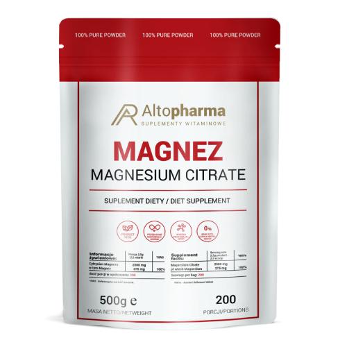 Miniaturka artykułu - ALTOPHARMA Magnez w proszku Cytrynian Magnezu, 500g