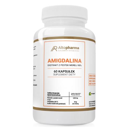 Miniaturka artykułu - ALTOPHARMA Amigdalina 4mg Witamina B17 Ekstrakt z pestek moreli 98% + prebiotyk, 60 kaps.