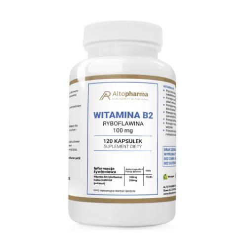 Miniaturka artykułu - ALTOPHARMA Witamina B2 100mg Ryboflawina, 120 kapsułek