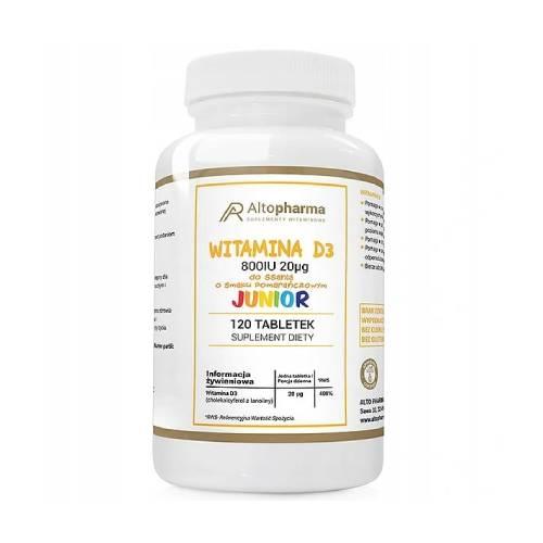 Miniaturka artykułu - ALTOPHARMA Witamina D3 800IU Junior, 120 tabletek do ssania