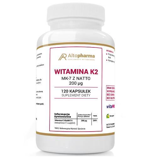 Miniaturka artykułu - ALTOPHARMA Witamina K2 MK-7 z natto 200 &micro;g, 120 kaps.