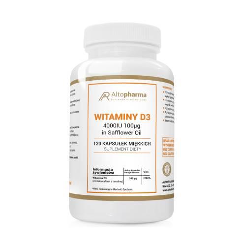 Miniaturka artykułu - ALTOPHARMA Witamina D3 4000IU 100&micro;g, 120 kaps. miękkich