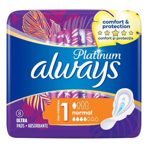 ALWAYS Platinum Ultra Podpaski ze skrzydełkami Normal, 8 szt.
