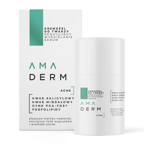 Miniaturka artykułu - AMADERM Acne Kremożel do twarzy Regulujący wydzielanie sebum, 50 ml