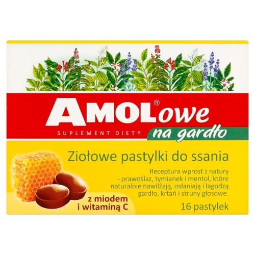 Miniaturka artykułu - AMOLowe na gardło mi&oacute;d i wit. c, 16 pastylek