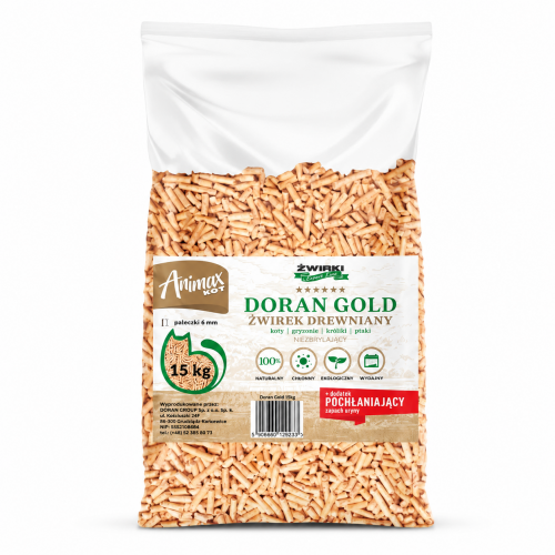 Miniaturka artykułu - AnimaxKot Doran Gold Żwirek Drewniany 6mm, 15 kg