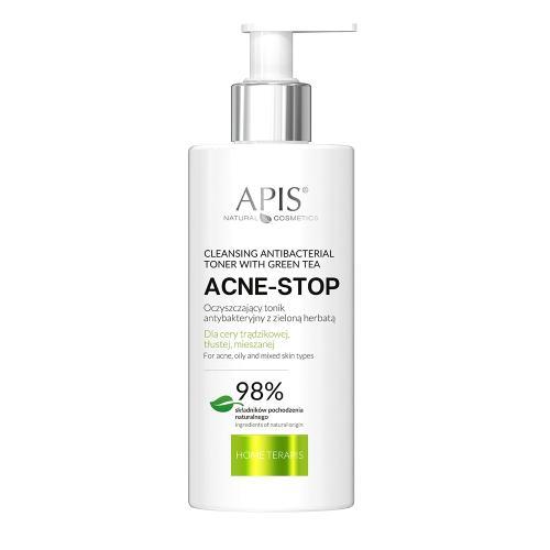 Miniaturka artykułu - APIS Acne - Stop Oczyszczający tonik antybakteryjny z zieloną herbatą, 300ml USZKODZONE/ USZKODZONA POMPKA