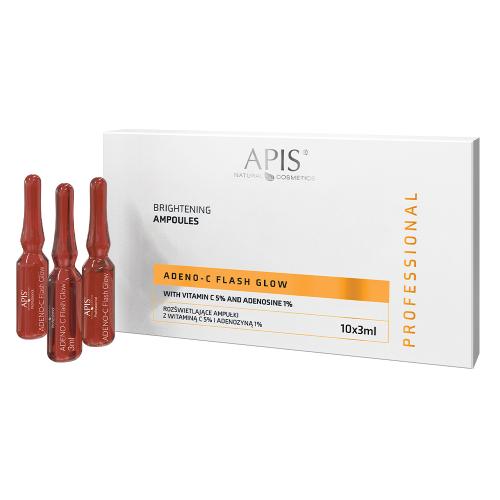 Miniaturka artykułu - Apis Adeno-C Flash Glow Rozświetlające ampułki do twarzy, 10x 3 ml