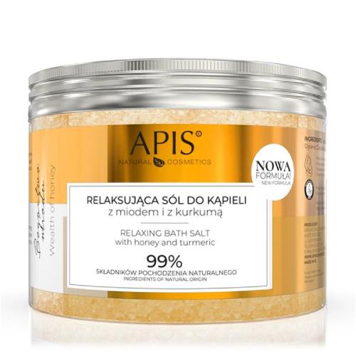 Miniaturka artykułu - APIS Relaksująca S&oacute;l do kąpieli z miodem i z kurkumą, 650g