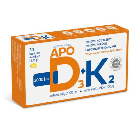 Miniaturka artykułu - Apo D3+K2, 30 kaps.