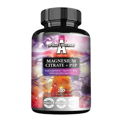 Miniaturka artykułu - Apollo's Hegemony Magnesium Citrate + P5P, 200 kaps.