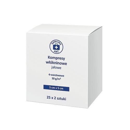 Miniaturka artykułu - Apteczka ABC Kompresy wł&oacute;kninowe jałowe 4-warstwowe 5cm x 5cm, 25x2szt. BRAK TEKTUROWEGO OPAKOWANIA/ 20SZT