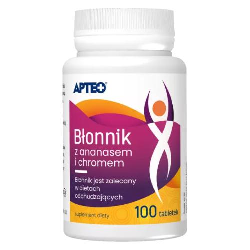Miniaturka artykułu - APTEO Błonnik z ananasem + chrom, 100 tabletek