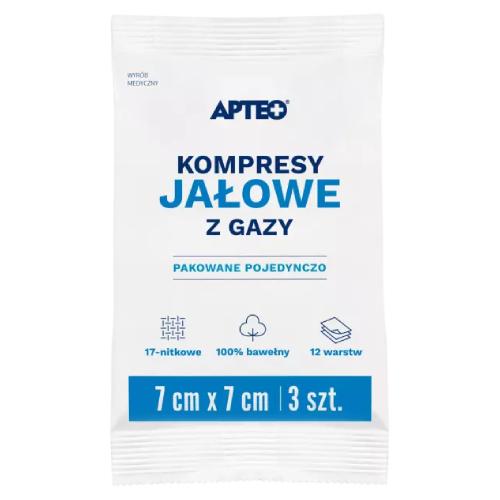 Miniaturka artykułu - APTEO CARE Kompresy jałowe z gazy 7 x 7 cm, 3 szt.