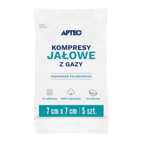 Miniaturka artykułu - APTEO CARE Kompresy jałowe z gazy 7x7cm, 5 sztuk