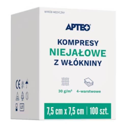 Miniaturka artykułu - APTEO CARE Kompresy niejałowe z wł&oacute;kniny 7,5 x 7,5 cm, 100 sztuk